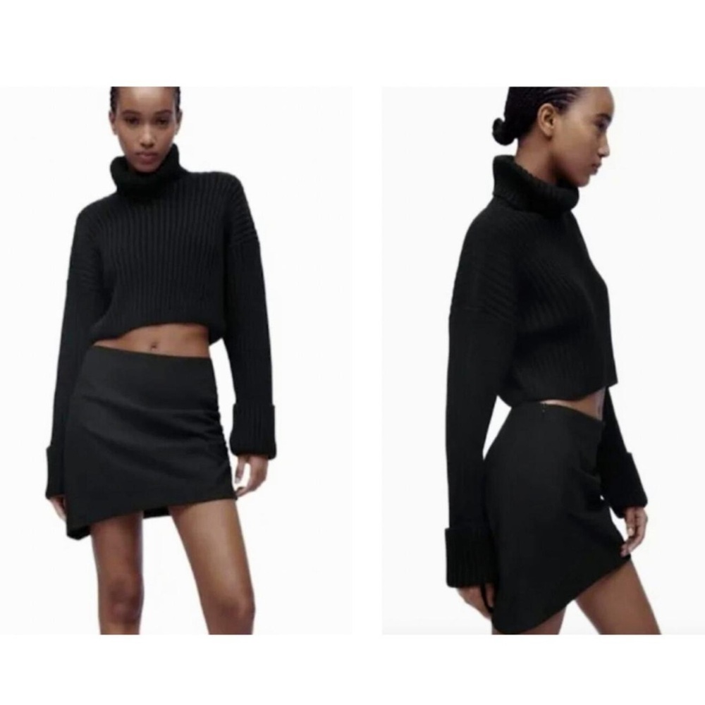 NWT Zara Mini Skirt Women’s Black Asymmetrical